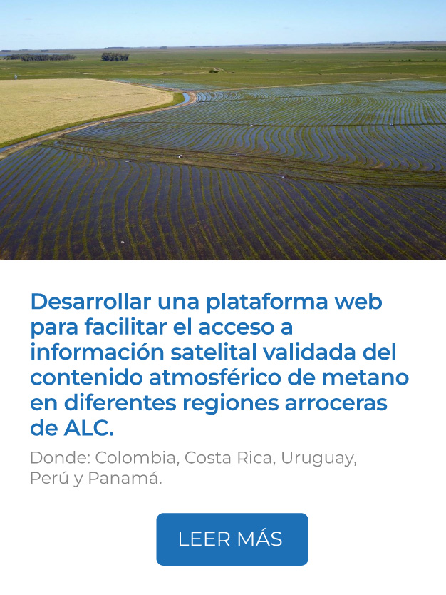 Este proyecto busca desarrollar una plataforma web para facilitar el acceso a información satelital validada del contenido atmosférico de metano en diferentes regiones arroceras de ALC.